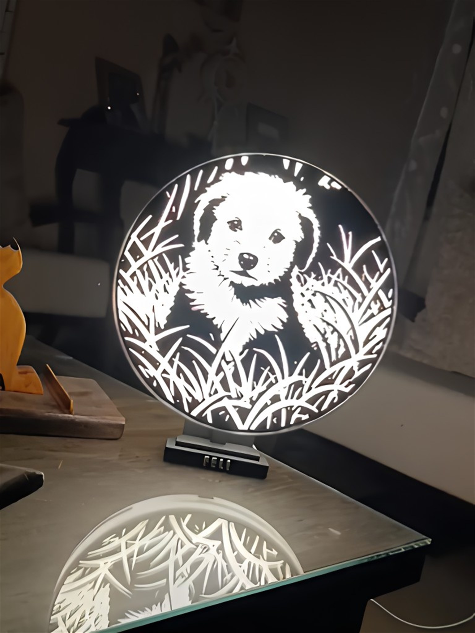 Lámpara 3D personalizada con el retrato de un perro